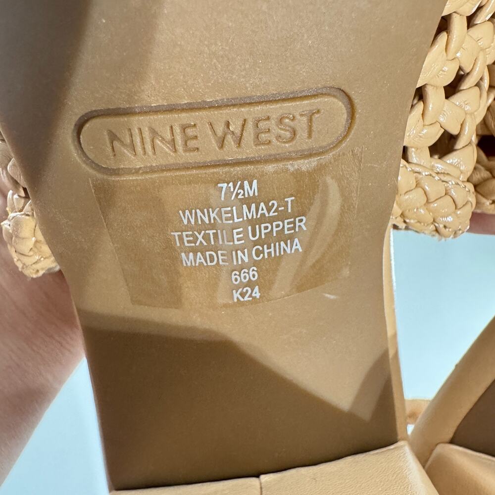 Nine West Elma 2 Woven Slingback Pumps Sz 7.5 Nude Tan Minimalist Coastal Office - Picture 7 of 9